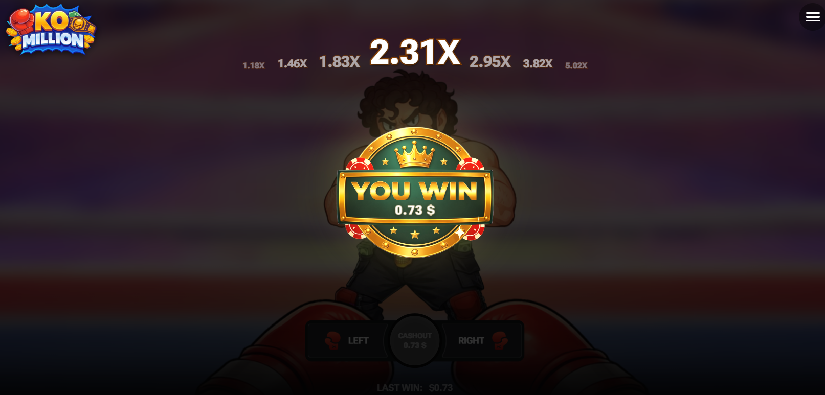 KO Million recensione casino demo app bonus italiano, schermata You Win dopo il Cashout