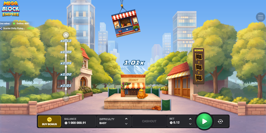 MegaBlock Empire demo casino app bonus soldi veri, gru che posa i blocchi e moltiplicatore