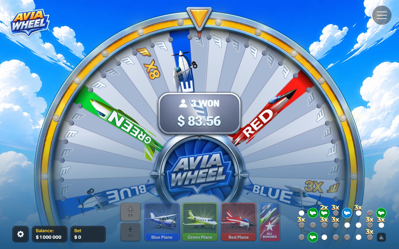 Avia Wheel gratis bonus codice promo: ruota della demo con moltiplicatori ×8 e 3X e contatore 3 WON